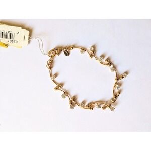 Monet Link Bracelet Vintage Glam Classic Elegant Crystal Wavy Gold Tone Signed